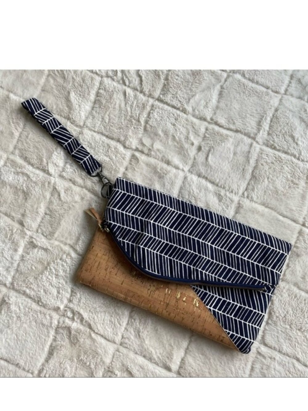 Cartera Designs | Navy Chevron & Goil Foil Cork Leather | Tainted Love Clutch